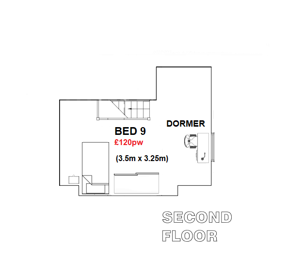 Second Floor Plan - Bedroom 9 Ground  Costs & Sizes